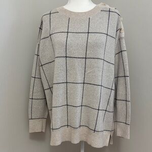 LOFT Beige Grid Pattern Sweater